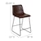 Flash Furniture 24" LeatherSoft Counter Height Barstools, Dark Brown, PK2 2-ET-ER18345-24-DB-GG - alternate 9